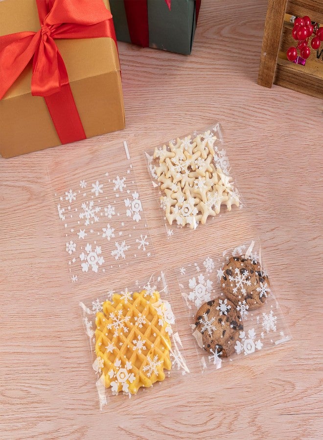 Jocomoni 100pcs Christmas Snowflake Cookies Bags, Clear Self Sealing Cellophane Bags Self-Adhesive Snowflake Cookies Bag Plastic Candy Bags for Bakery Cookies Gift Packing Christmas Party Favor - Image 5
